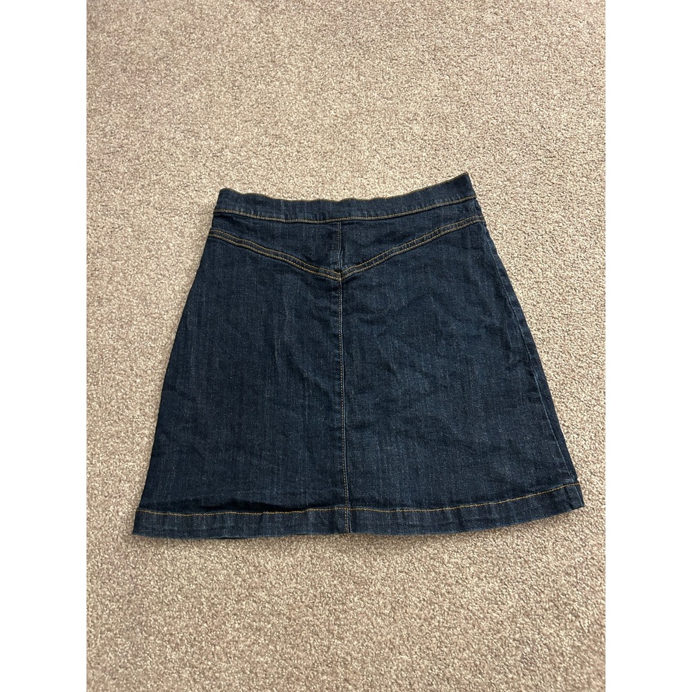 H&M Denim Mini Skirt Womens 6 Dark Wash Excellent Button Front A-Line Western - Picture 7 of 7